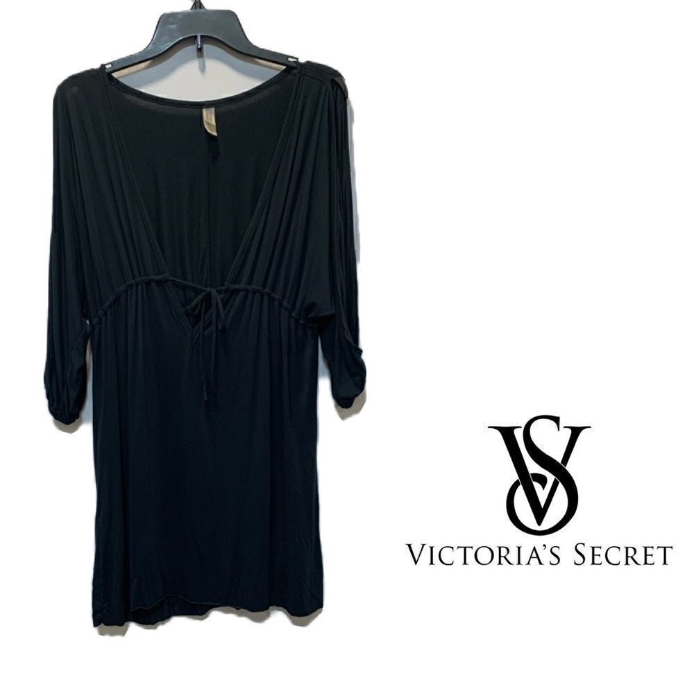 Victoria’s Secret open sleeves V neck tie empire waist slip on cover-up/dress - Picture 2 of 10